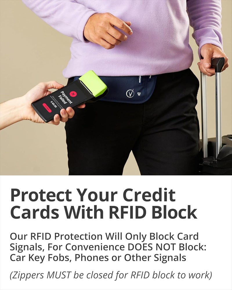 Vantamo Money Belt with RFID For Men & Women, Hidden Passport Holder for Travel, 2 Compartment Travel Fanny Pack for Women Anti Theft - Image 3